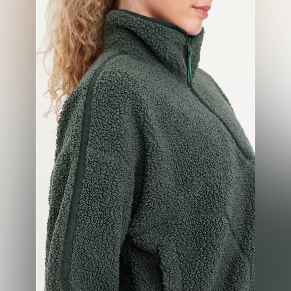 Old Navy Sherpa Quarter-Zip Pullover Jacket - Dark Ivy Green size Large - Picture 2 of 6